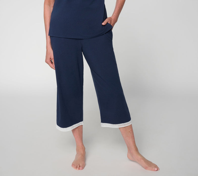 Cuddl Duds Cottonwear+ Cropped Lounge Pant with Lace Trim — View 12