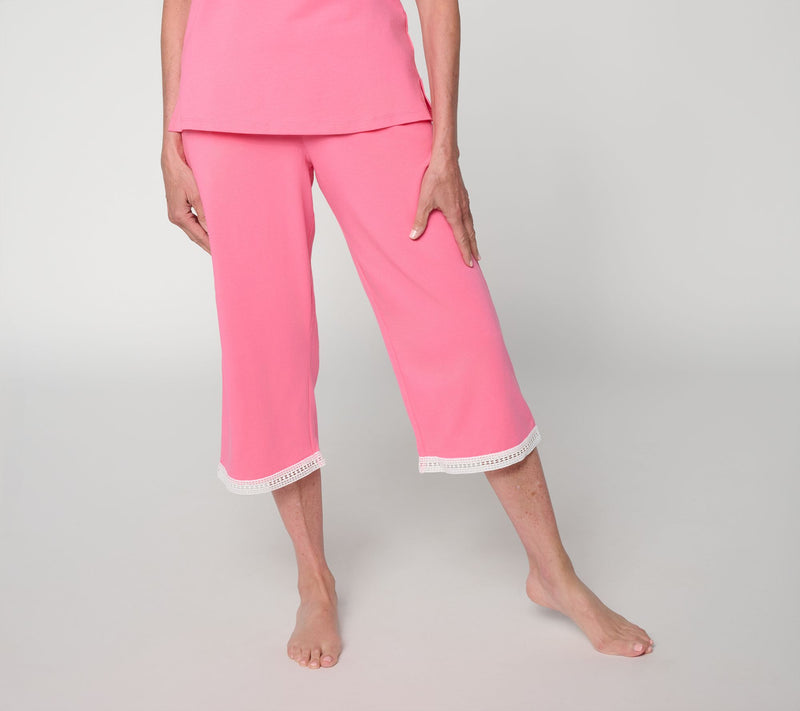 Cuddl Duds Cottonwear+ Cropped Lounge Pant with Lace Trim — Main view