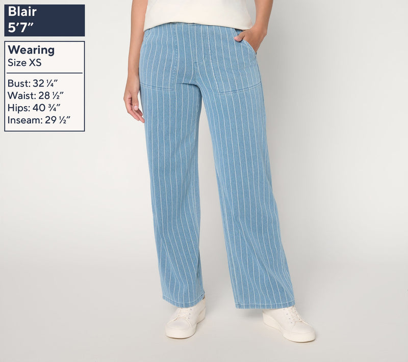 Denim & Co. Petite Comfy Knit Air Striped Wide Leg Pants — View 5
