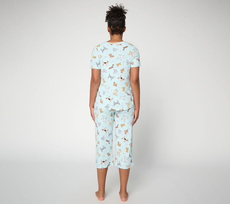 Cuddl Duds Cool & Airy V-Neck Tee & Capri Pant Pajama Set — View 4