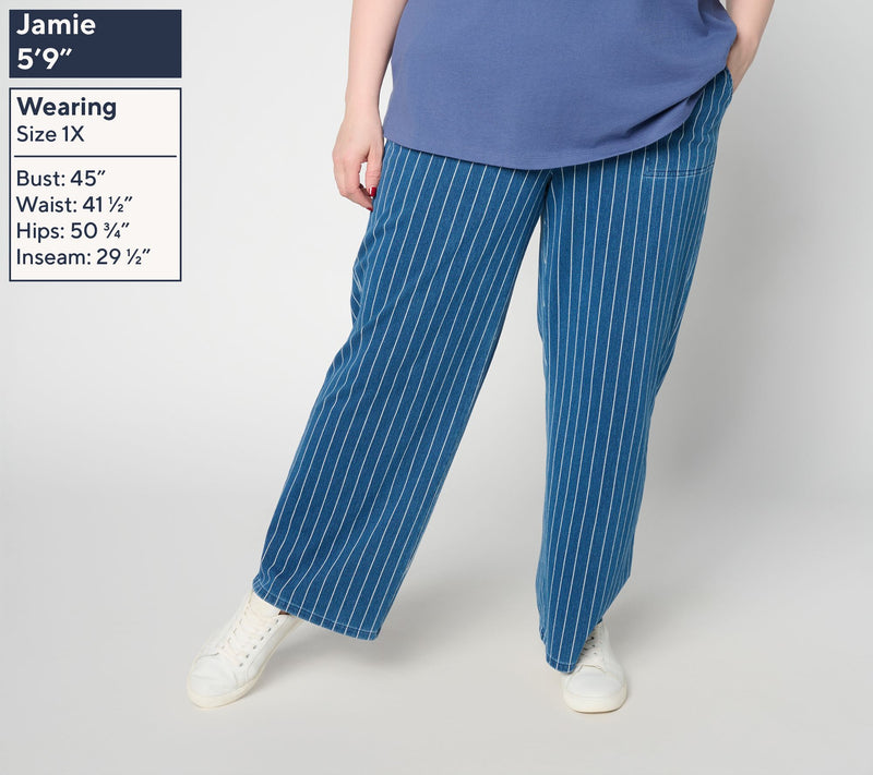 Denim & Co. Tall Comfy Knit Air Striped Wide Leg Pants — View 4