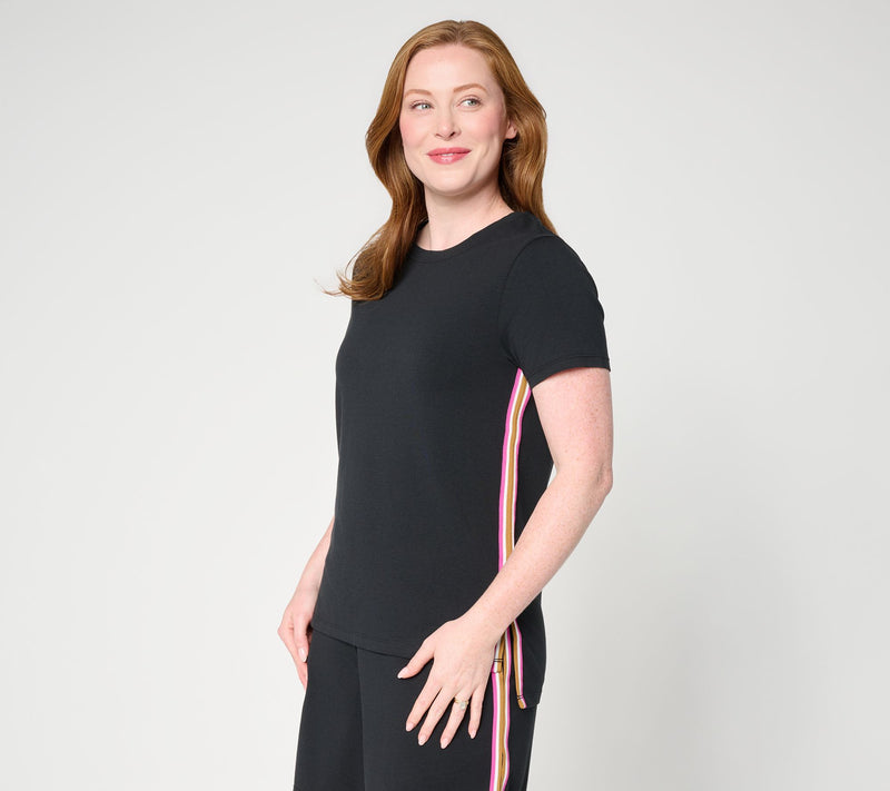 Cuddl Duds Cottonwear+ Tape Trim Short Sleeve Tee — View 13
