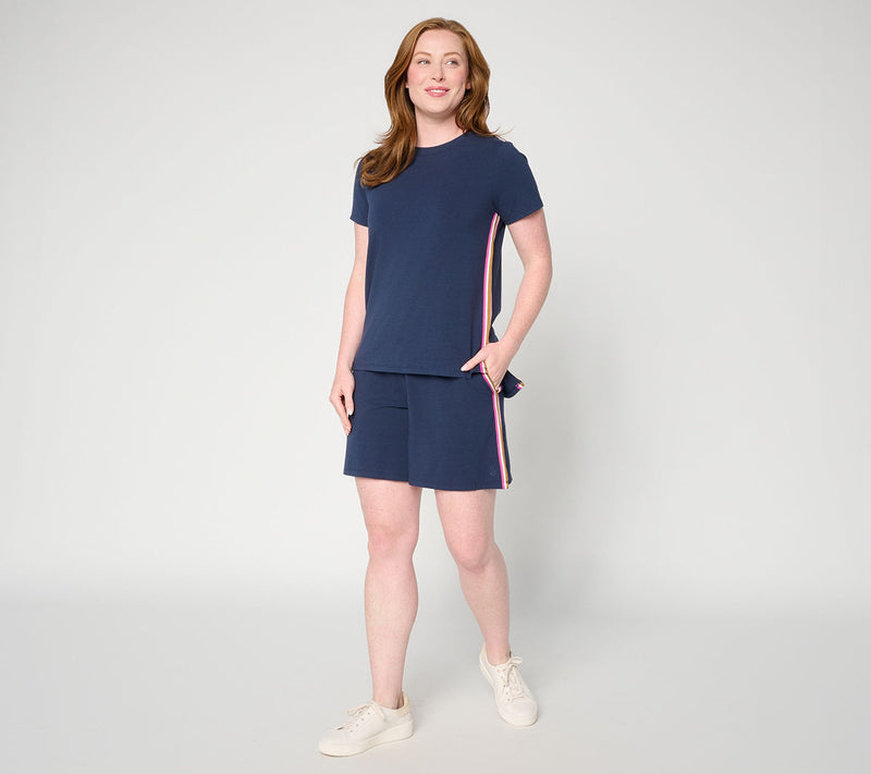 Cuddl Duds Cottonwear+ Tape Trim Short Sleeve Tee — View 7