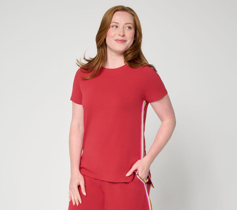 Cuddl Duds Cottonwear+ Tape Trim Short Sleeve Tee — View 15