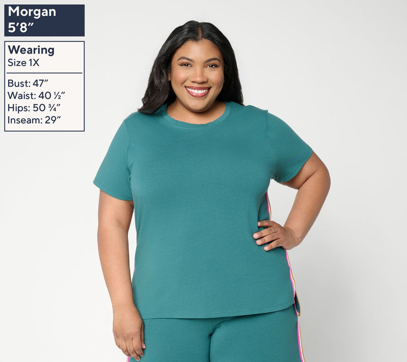 Cuddl Duds Cottonwear+ Tape Trim Short Sleeve Tee — View 4