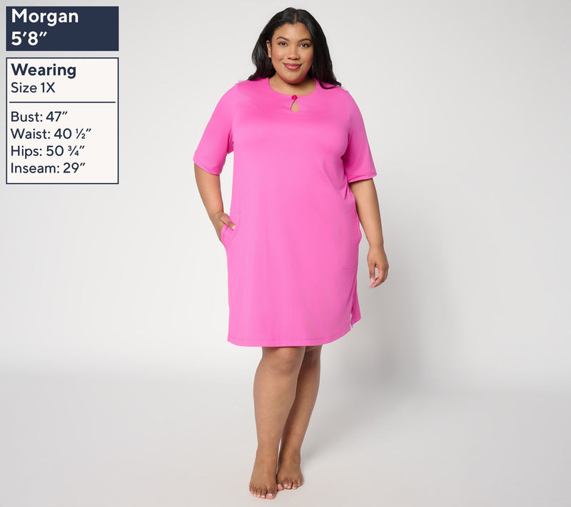 Cuddl Duds Flexwear Tee Lounge Dress — View 3