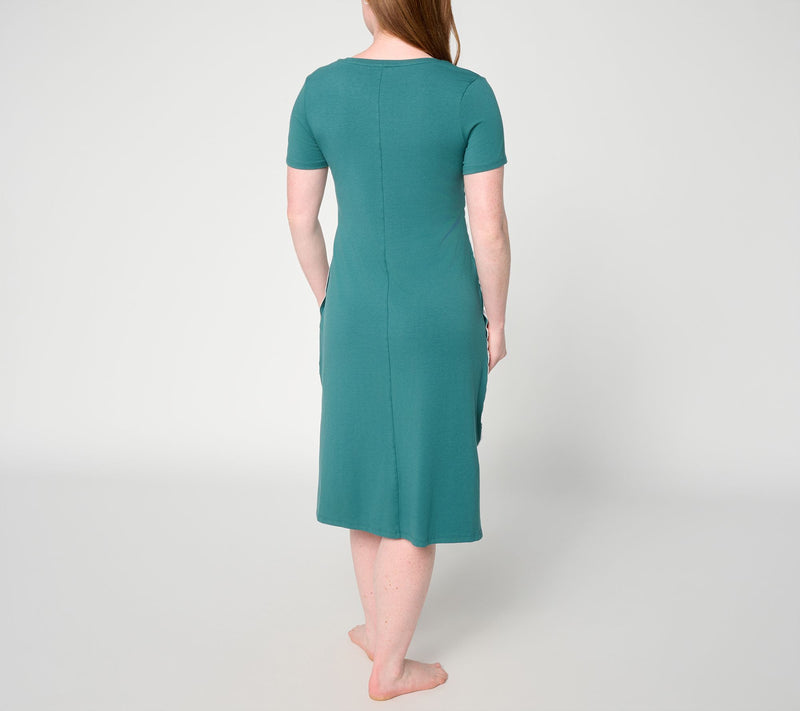 Cuddl Duds Cottonwear+ Lace Trim Midi Tee Lounge Dress — View 4