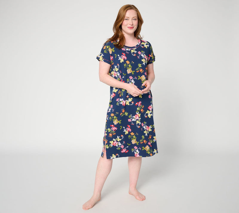 Cuddl Duds Cotton Core Printed Dolman Sleep Gown — Main view