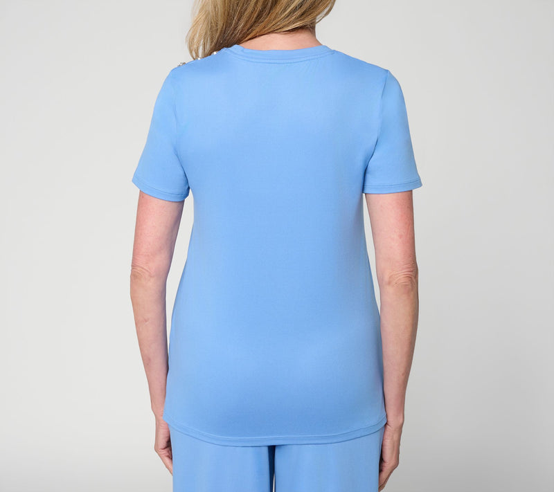 Cuddl Duds Flexwear Tee with Shoulder Buttons — View 5