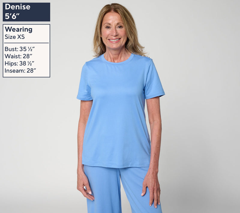 Cuddl Duds Flexwear Tee with Shoulder Buttons — View 4