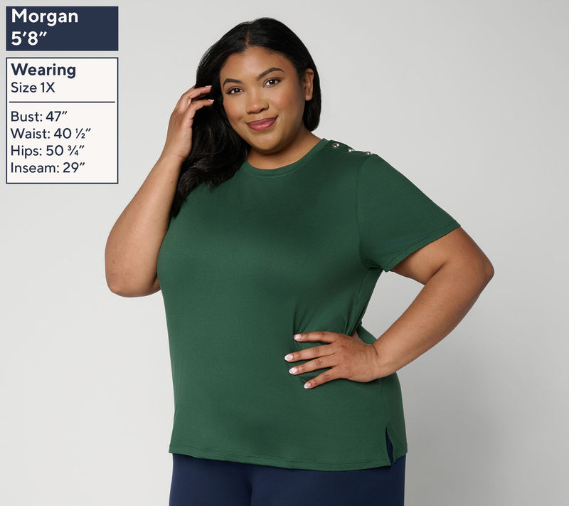 Cuddl Duds Flexwear Tee with Shoulder Buttons — View 3