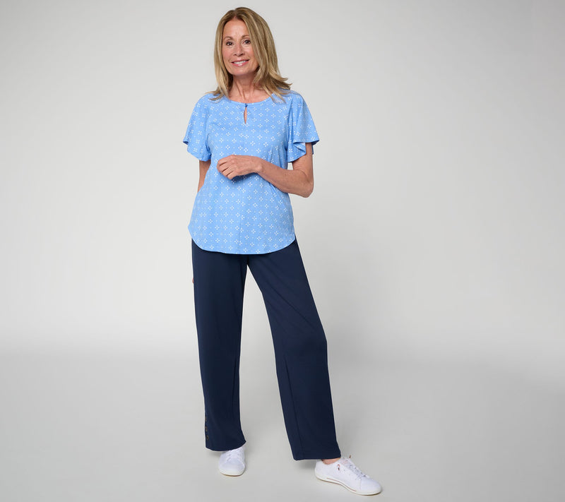 Cuddl Duds Flexwear Button Hem Lounge Pant — View 5