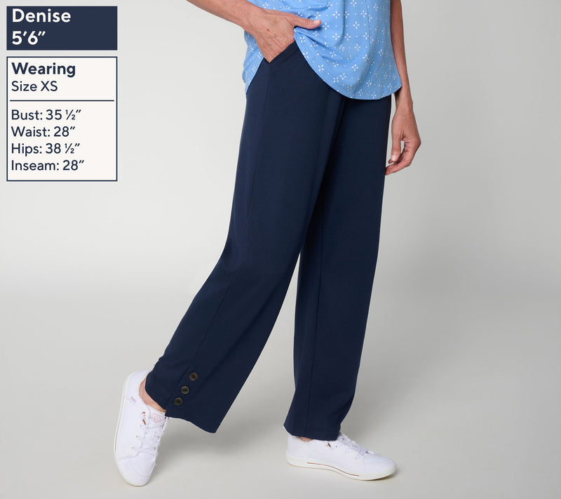Cuddl Duds Flexwear Button Hem Lounge Pant — View 3