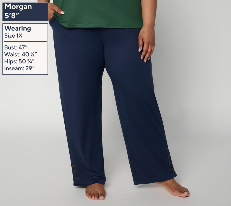 Cuddl Duds Flexwear Button Hem Lounge Pant — View 2
