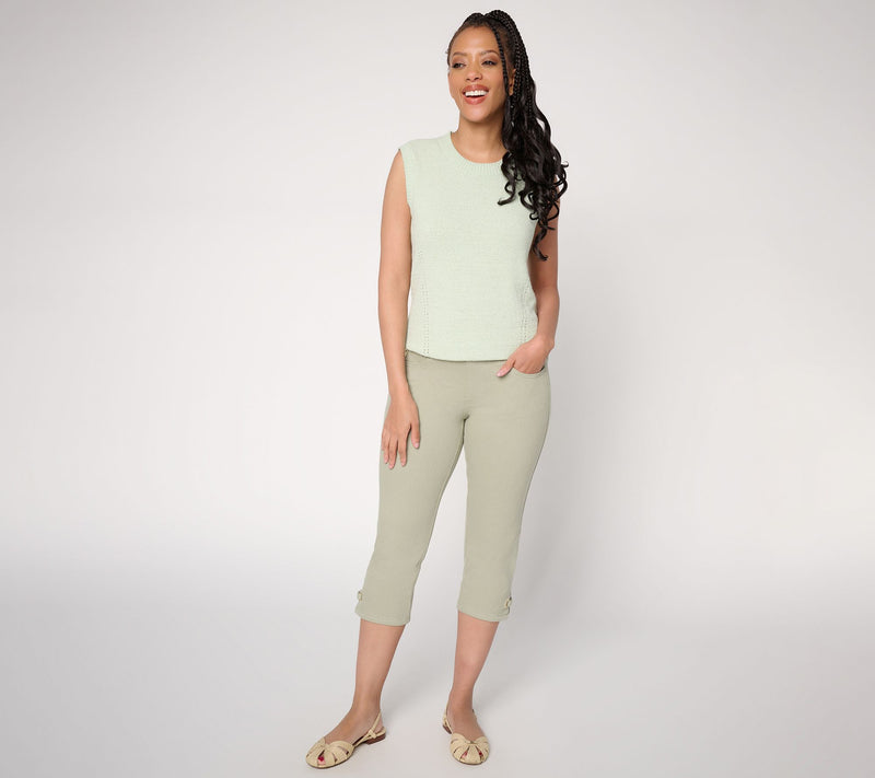 Belle by Kim Gravel Petite Flexibelle Gold Grommet Capri — View 15