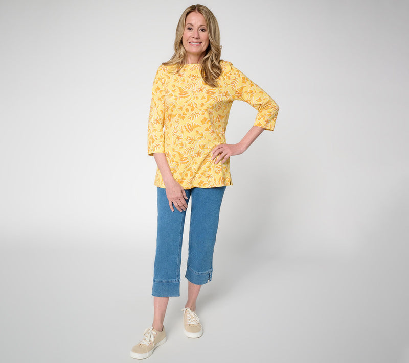 Denim & Co. Printed So Soft Jersey 3/4 Sleeve Boat Neck Top — View 5