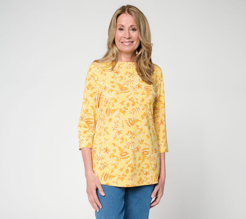 Denim & Co. Printed So Soft Jersey 3/4 Sleeve Boat Neck Top — View 12