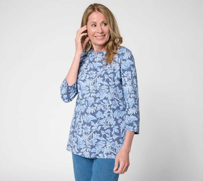 Denim & Co. Printed So Soft Jersey 3/4 Sleeve Boat Neck Top — View 13