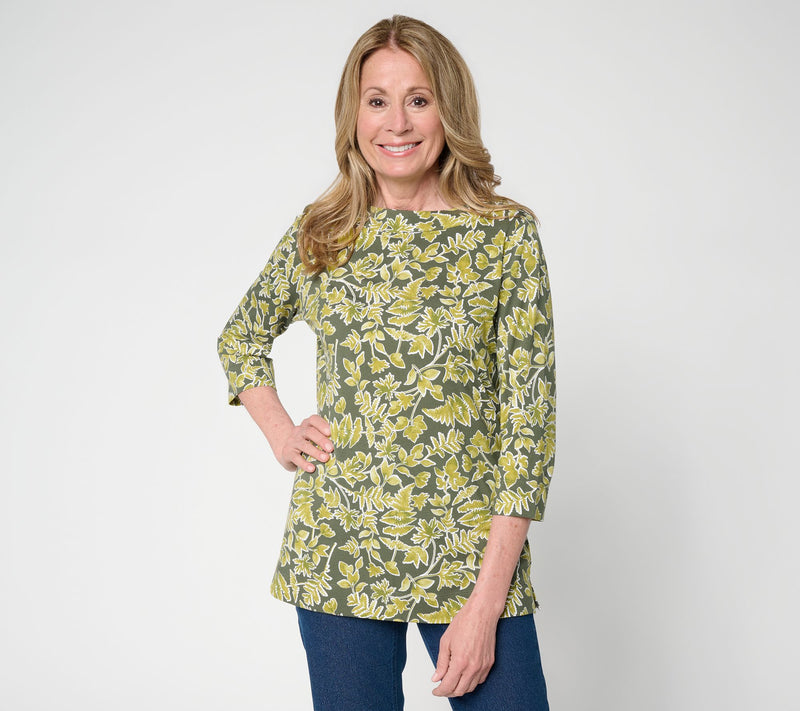 Denim & Co. Printed So Soft Jersey 3/4 Sleeve Boat Neck Top — View 15
