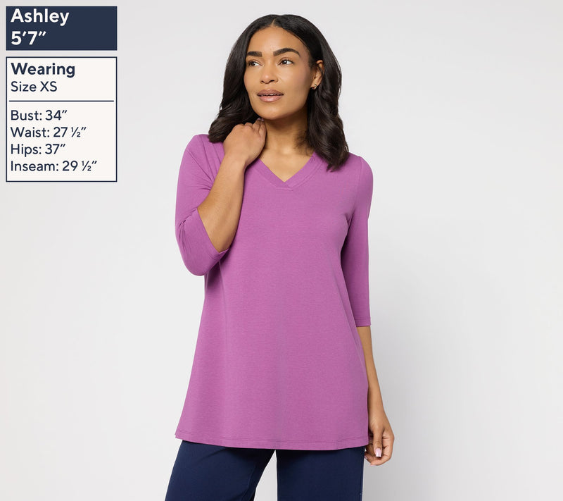 Denim & Co. Essentials Regular So Soft Jersey V-Neck Tunic — View 3