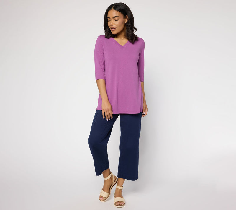 Denim & Co. Essentials Petite So Soft Jersey V-Neck Tunic — View 5