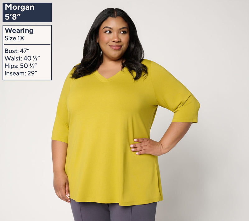 Denim & Co. Essentials Petite So Soft Jersey V-Neck Tunic — View 2