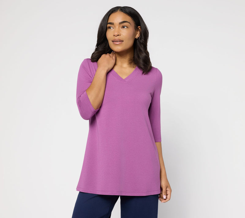 Denim & Co. Essentials Petite So Soft Jersey V-Neck Tunic — View 14