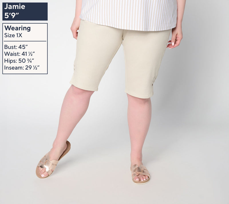 Denim & Co. Regular Flat Front Bermuda Shorts w/ Hem Detail — View 2