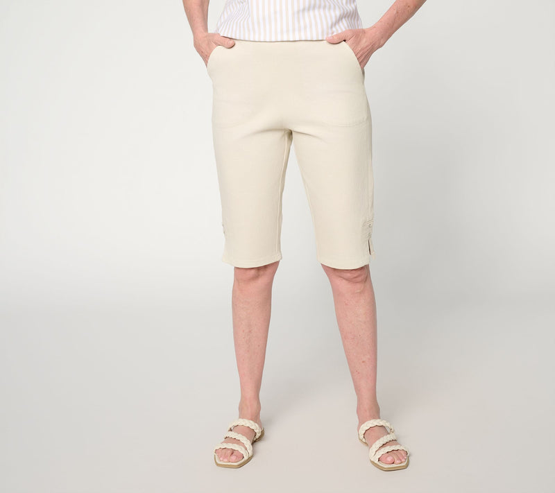 Denim & Co. Regular Flat Front Bermuda Shorts w/ Hem Detail — View 8
