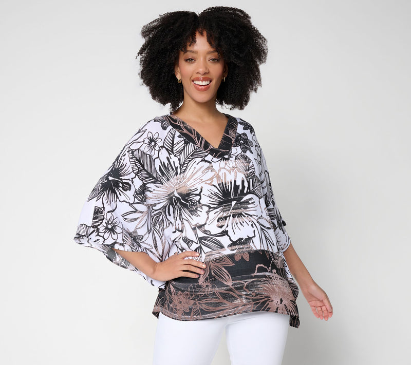 Belle Beach by Kim Gravel Hibiscus Kiss Border Trim Poncho — View 11