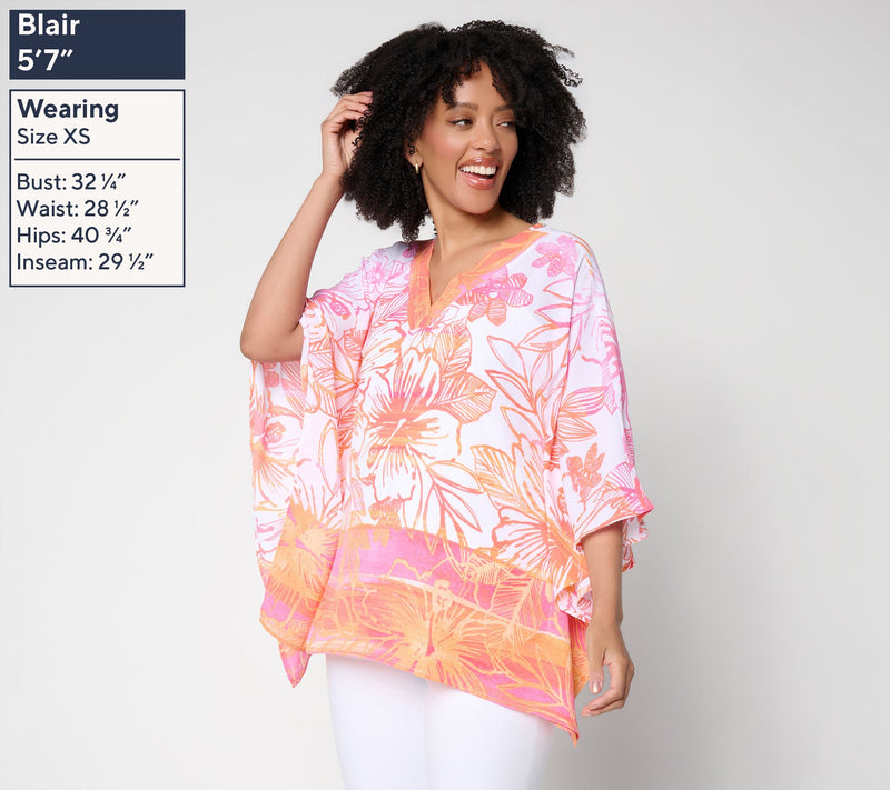 Belle Beach by Kim Gravel Hibiscus Kiss Border Trim Poncho — View 3