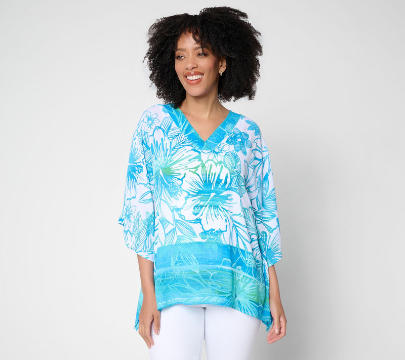Belle Beach by Kim Gravel Hibiscus Kiss Border Trim Poncho — View 12