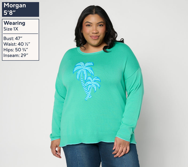 Belle Beach by Kim Gravel Oh Palm Down! Tonal Summer Sweater — View 2