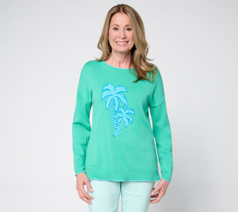 Belle Beach by Kim Gravel Oh Palm Down! Tonal Summer Sweater — View 13