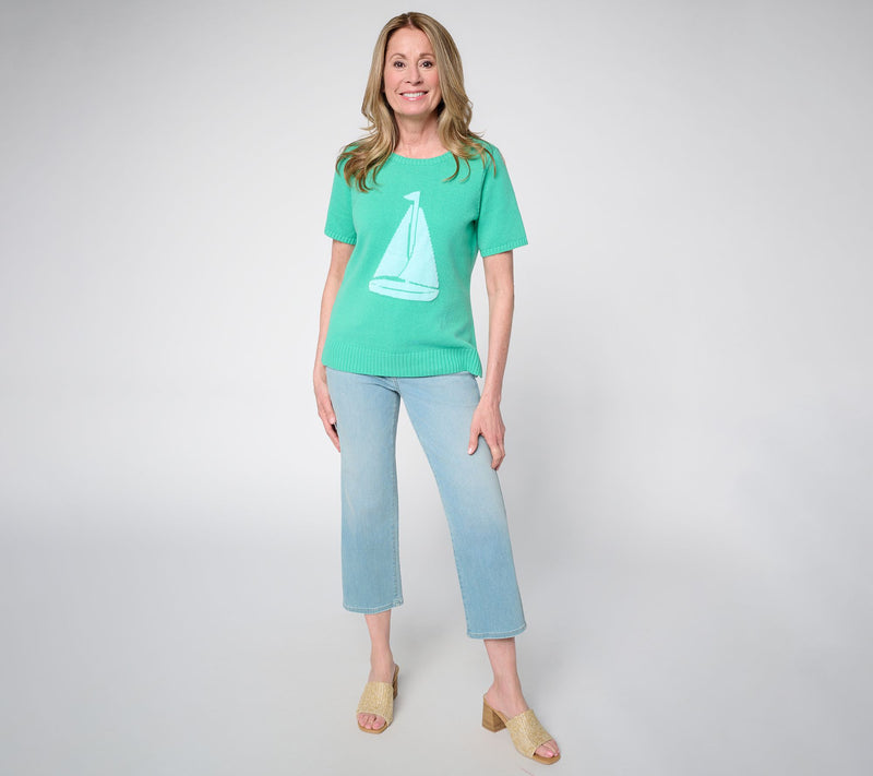 Belle Beach by Kim Gravel Preppy by the Sea Short Sleeve Sweater — View 5