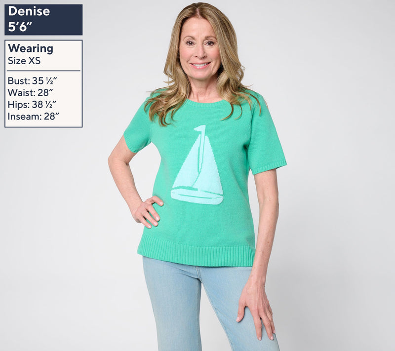 Belle Beach by Kim Gravel Preppy by the Sea Short Sleeve Sweater — View 3