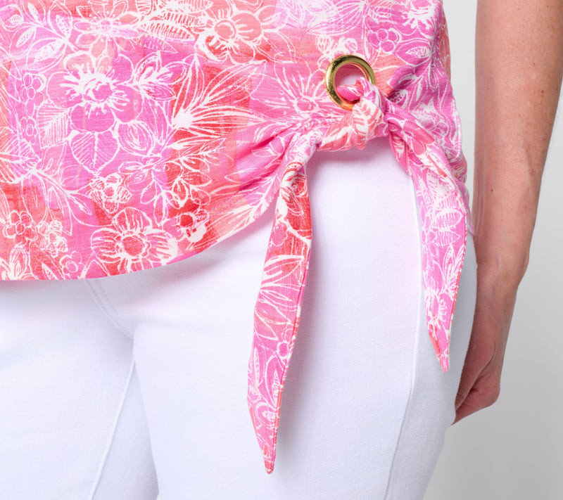 Belle by Kim Gravel Tropic Tide Gold Grommet Side Tie Top — View 13