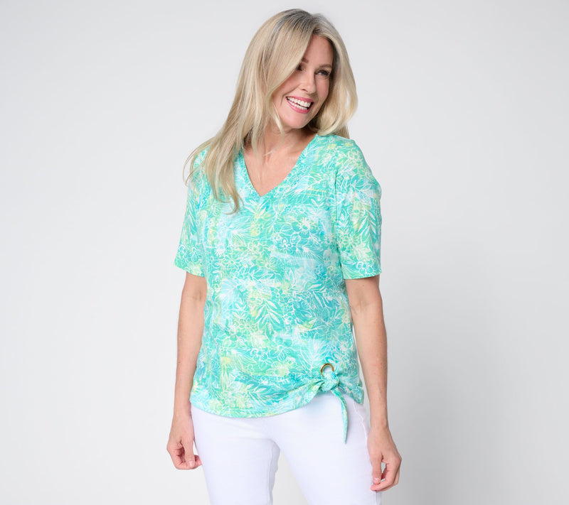 Belle by Kim Gravel Tropic Tide Gold Grommet Side Tie Top — View 5