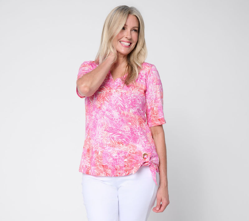 Belle by Kim Gravel Tropic Tide Gold Grommet Side Tie Top — View 7