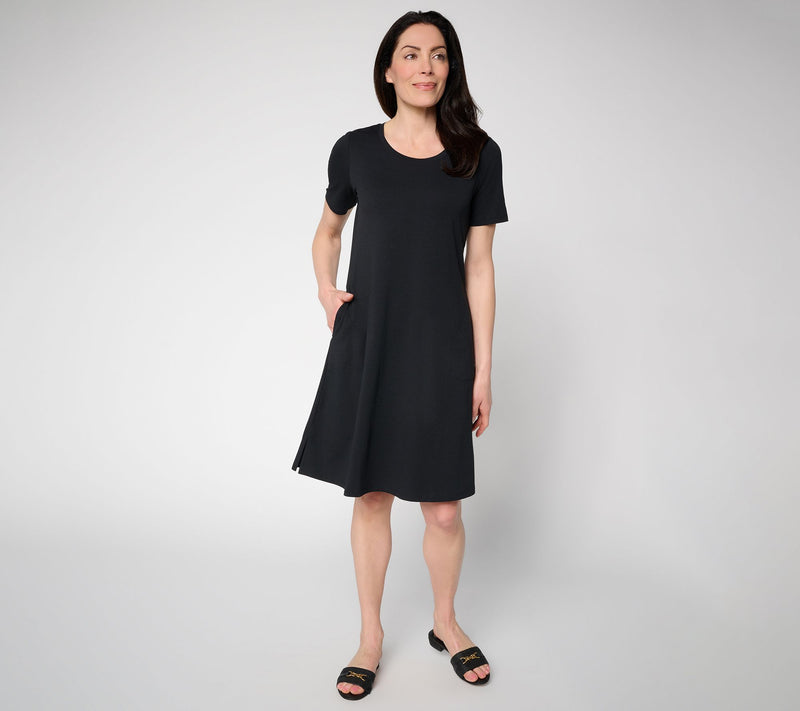 Denim & Co. Petite So Soft Jersey Short Sleeve Dress — Main view