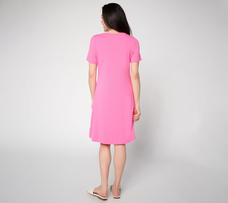 Denim & Co. Petite So Soft Jersey Short Sleeve Dress — View 12