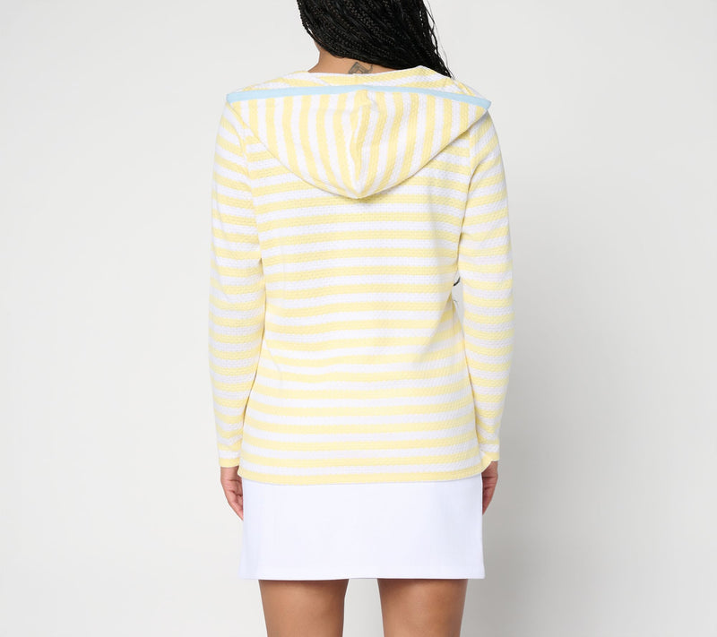 Belle Beach by Kim Gravel Nautical Knit Contrast Trim Striped Hoodie — View 4