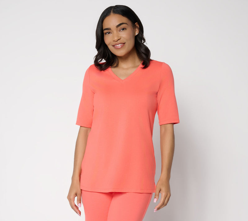 Belle Beach by Kim Gravel Primabelle Knit Bahama Breeze V-Neck Top — Main view
