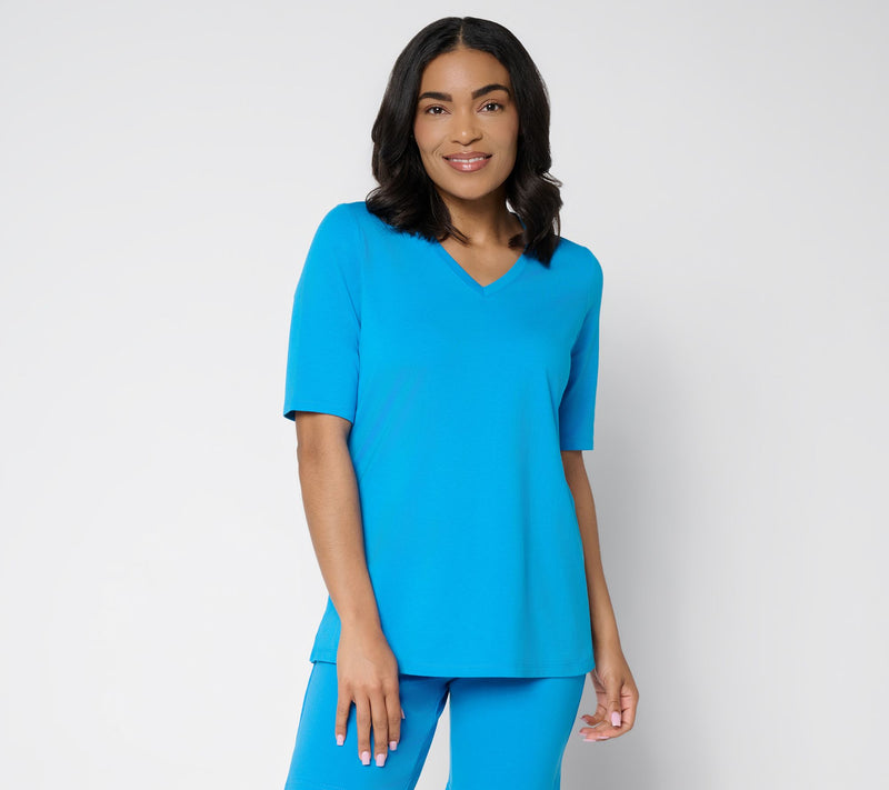 Belle Beach by Kim Gravel Primabelle Knit Bahama Breeze V-Neck Top — View 16