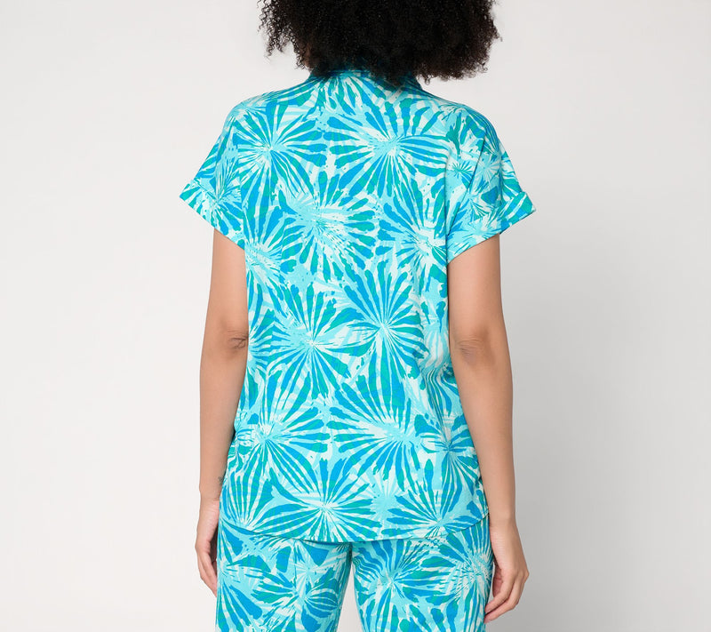 Belle Beach by Kim Gravel Cabana Knit Sunburst Sands Tie Front Shirt — View 4