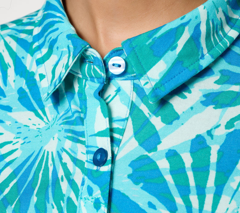 Belle Beach by Kim Gravel Cabana Knit Sunburst Sands Tie Front Shirt — View 6