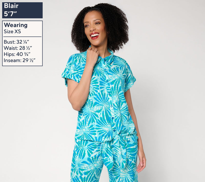 Belle Beach by Kim Gravel Cabana Knit Sunburst Sands Tie Front Shirt — View 3