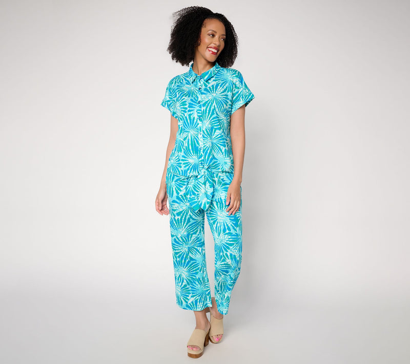 Belle Beach by Kim Gravel Cabana Knit Sunburst Sands Tie Front Shirt — View 5