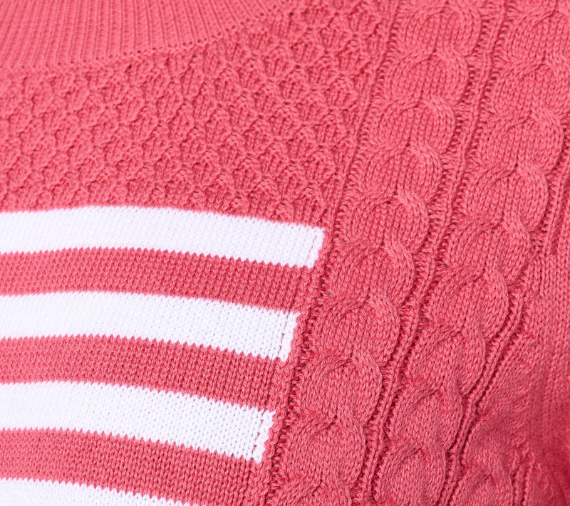 Joan Rivers 100% Cotton Cable Knit Elbow Sleeve Flag Sweater — View 6
