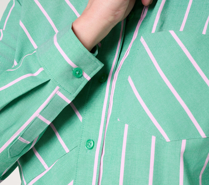 Joan Rivers Mixed Stripe Button-Front Girlfriend Shirt — View 5